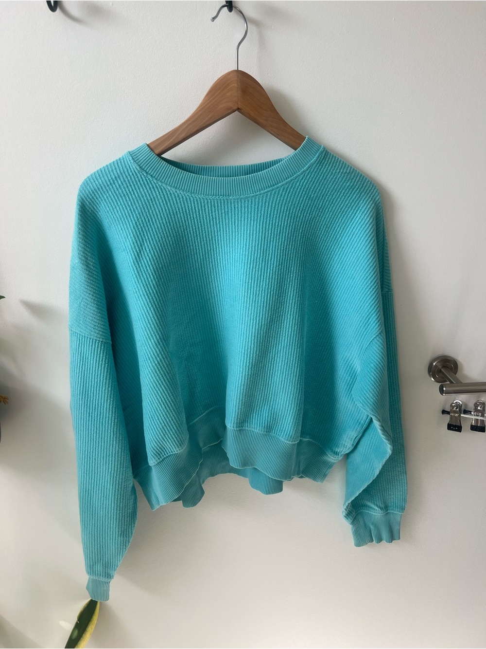 aerie Turquoise Ribbed Crewneck Sweater